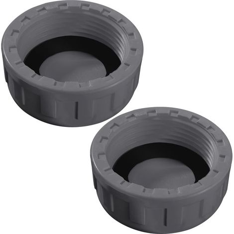 tapones roscados de PVC G1-1/4, tapón para tubería de sifón, conector hembra redondo de PVC con arandela de goma, para sellar juntas en tuberías delgadas, color gris. (1/5)
