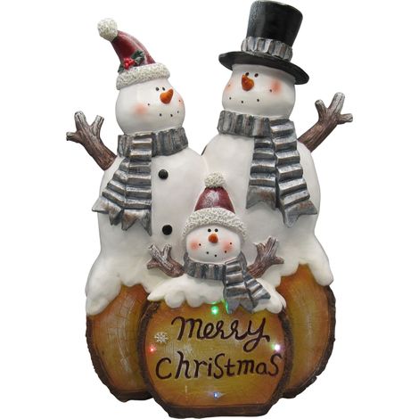 Light Up Merry Christmas Snowmen Figurine (Xmas Festive LED Ornament Decoration) (1/4)