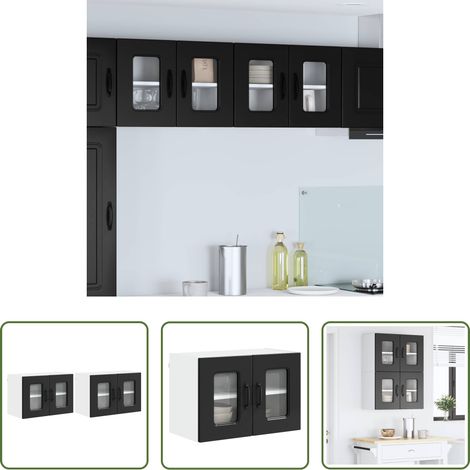 vidaXL Küchenwandschrank - Küchenschrank mit Speicher Kalmar 2 pcs Schwarz 60 x 31 x 40 cm (1/5)