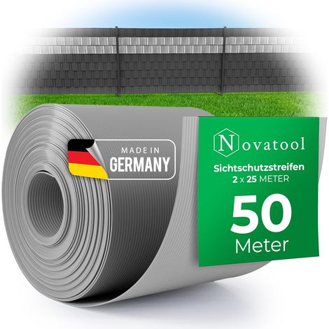 Bandes d'intimité Novatool PP 50 m pour fenêtre de clôture à double fil GRIS pour 20 rangées de bandes d'intimité pour clôture à fil, éléments de