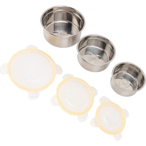 Set aus 3 Vorratsdosen mit runden Deckeln aus Edelstahl 304, großes Fassungsvermögen für Mittagssuppe (1/5)