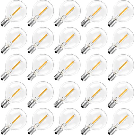 Ampoule G40 E12 LED 1W Remplacement Globe Guirlande Guinguette Décorative Ampoules Style Edison Rétro Lampe Blanc Chaud 2200K 220V-240V,Lot de 25 [Classe énergétique G] (1/5)