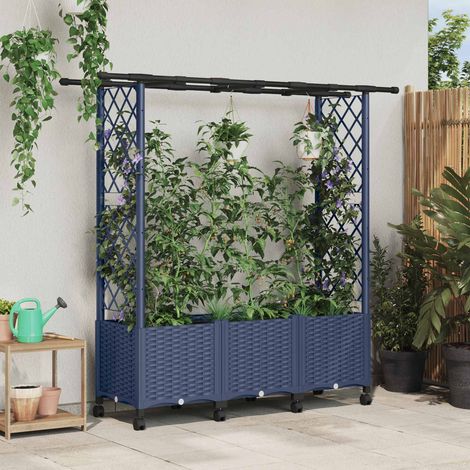 vidaXL Hochbeet mit Rankgitter und Dach Grau 162,5 x 40 x 142 cm PP (1/5)