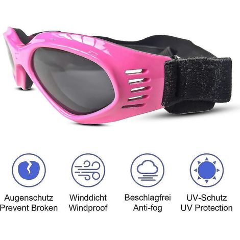 Lunettes de soleil pour chien avec sangle ajustable, protection UV et étanchéité, pour chiens de petite et moyenne taille, noir.