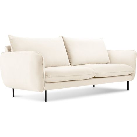 Canapé 2 places en velours beige clair (1/5)
