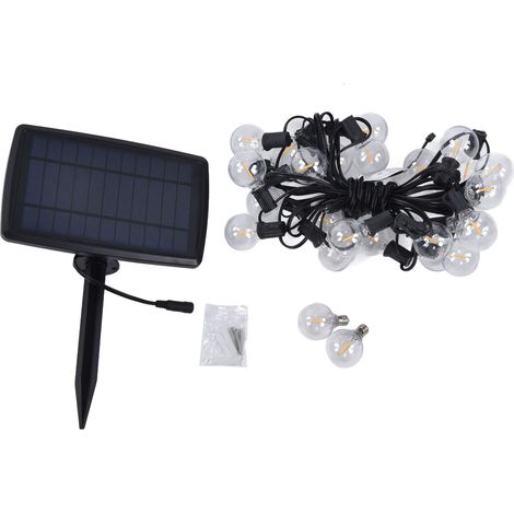 Guirlande solaire G40 27LED 4 modes d'éclairage IP65 7,6m lumière chaude pour jardin, cour, pelouse, fête, décoration (1/5)
