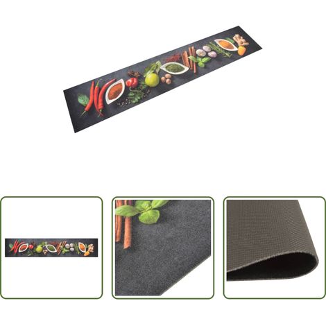 vidaXL Waschbar - Küchenteppich Waschbar Gewürze 60x300 cm Samt (1/5)