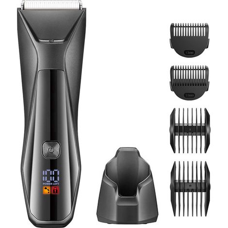 rasoir electriques hommes-Nouvelle tondeuse corporelle pour hommes — Tondeuse électrique rechargeable USB-C avec écran numérique LCD — Rasoir électrique étanche pour le corps et les zones intimes (1/2)