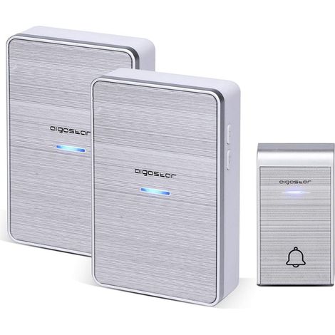 Campanello senza fili Aigostar da esterno a batteria 1 pulsante e 2 riceventi colore argento (1/4)