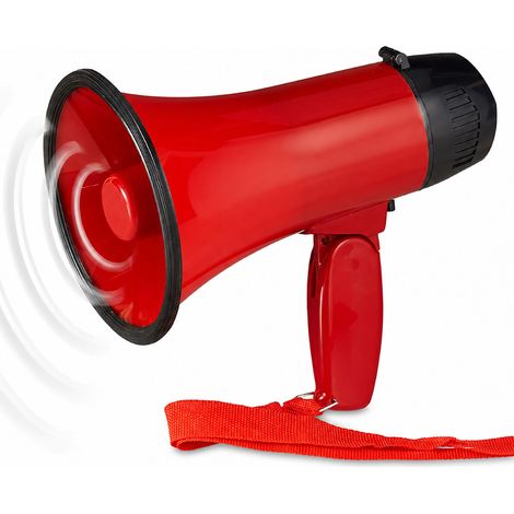 4x Stadium Megaphone, Bullhorn, Ole Sound, Funny, Party, 10 Watt, Plastic, HxWxD: 21 x 13.5 x 22 cm, Red