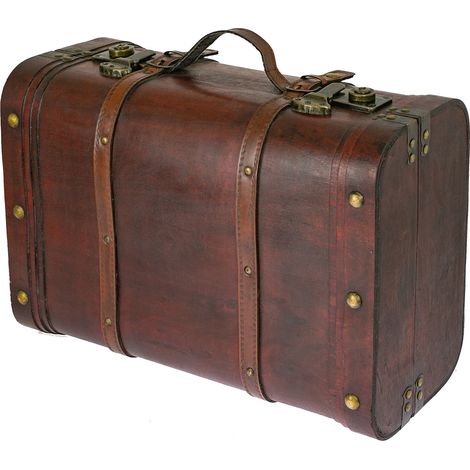 HMF 6412-145 Schatztruhe Schatzkiste Holzkiste Vintage Koffer Peru, 45 x 30,5 x 20 cm