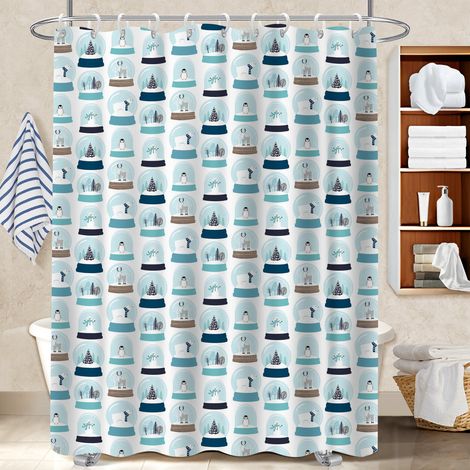 Voile de douche polyester 180x180 infroissable rideau imperméable pour personne à mobilité réduite (1/5)