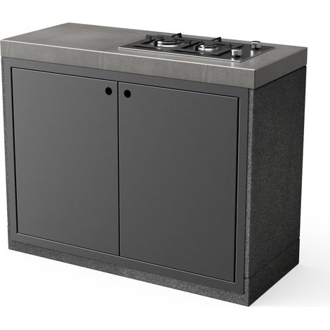 TUOZI - Módulo Stand VENIT Gas 110 NEGRO CON PUERTA para Barbacoa de Obra Prefabricada (Gris oscuro - 110 x 47 x 47 cm) - Uso en Exteriores (1/2)