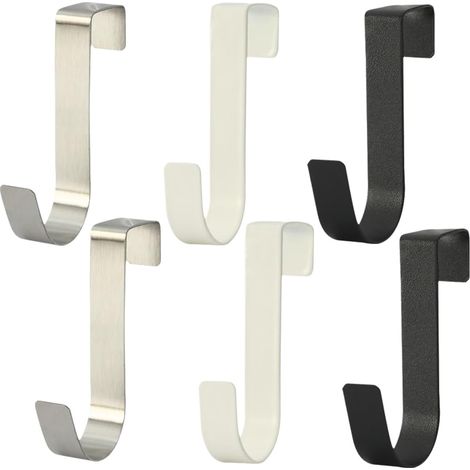 Lot de 6 crochets de porte solides en acier inoxydable pour vêtements d'extérieur, crochets de vestiaire, crochets de fenêtre, sans perçage, pour manteaux et serviettes