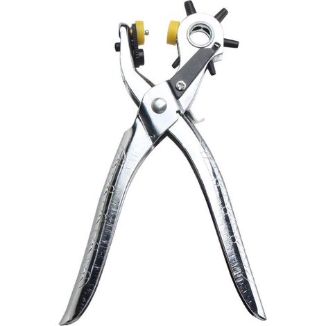 GDHZS- Outil de poinçonnage pour cuir avec œillets, 6 tailles robustes rotatives pour ceinture en cuir, rivets (1/5)
