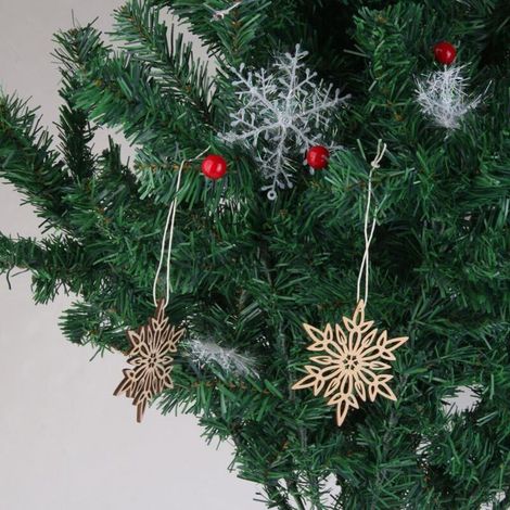 Set di 10 decorazioni natalizie in legno a forma di fiocchi di neve da appendere all'albero 2 (1/4)