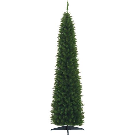 Sapin de Noël artificiel fin de 210 cm avec branches réalistes. sapin haut et étroit avec base pliable. vert (1/5)