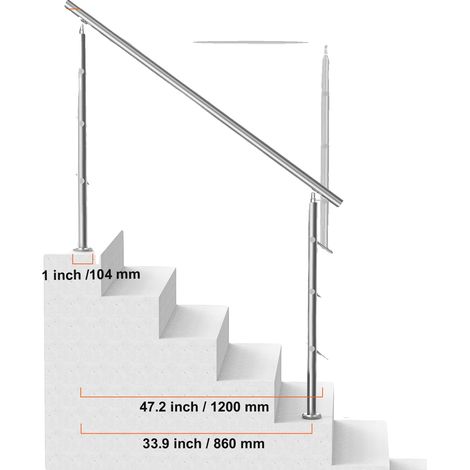 Rampes pour Escalier Extérieur, Acier Inoxydable Durable, Installation Facile, Type 3 (1/2)
