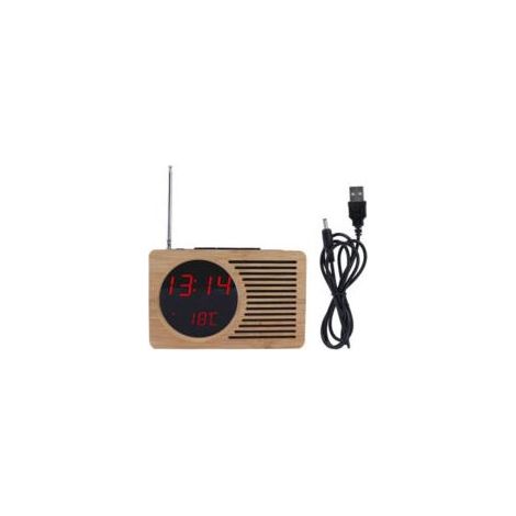 Horloge LED rouge 5V, avec radio FM multifonction et réveil électronique, idéale pour la maison, les dortoirs et le bureau Crezuo (1/4)