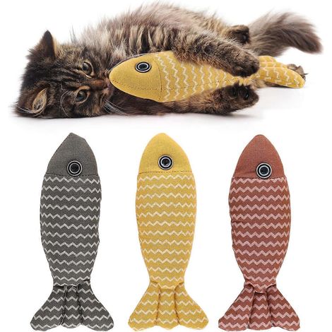 Lot de 3 jouets pour chat, jouet à l'herbe à chat, poisson à l'herbe à chat, jouet interactif pour chats, à mâcher, à jouer et à nettoyer les dents (1/5)