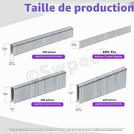 Steel Staples 4 Sizes K413 K419 K425 F15 Approx 6.3mm x 1/2" 3/4" 2.5cm Galvanised Finish for Pneumatic and Electric Stapler Brad Nailer (1/4)