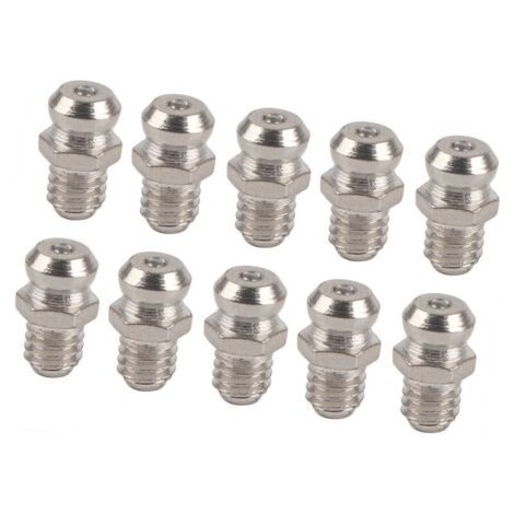 Lot de 10 embouts de rechange en métal pour pistolet à graisse, accessoires de lubrification résistants à la rouille pour l'automobile, la moto et l'industrie (M6 Straight) (1/4)
