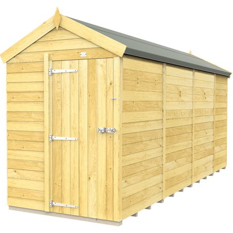 5 x 15 Feet Apex Shed - Single Door Without Windows - Wood - L454 x W147 x H217 cm