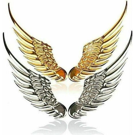 Autocollants de Voiture, 4 Pcs Métal 3D Ailes de Voiture Ailes d'Ange Autocollants de Logo de Voiture Universel, 12.5 × 3.5cm-Fei Yu (1/5)