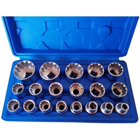 SET 19 CHIAVI A BUSSOLA TORX MILLERIGHE IN LEGA DA 1/2'' SCANALATO 8-32mm CR-V