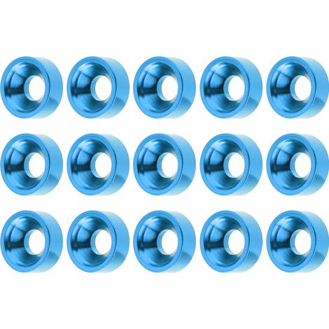 15 pièces Boulons à tête fraisée M3 Rondelles en Alliage d'Aluminium Goupilles pour Modèles RC Bleu