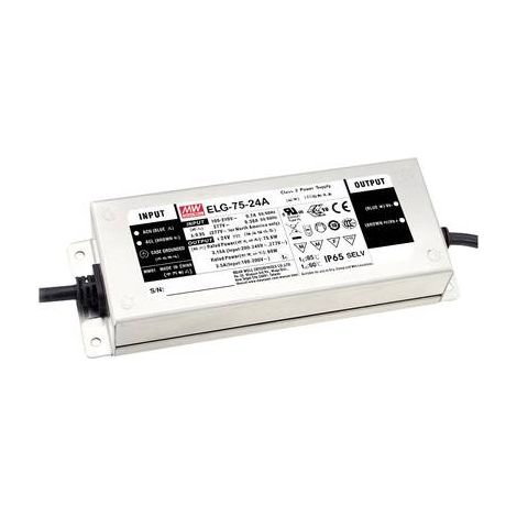 MEAN WELL ELG-75-24A-3Y DRIVER DE LED À TENSION CONSTANTE, À COURANT CONSTANT 75.6 W 3.15 A 12 - 24 V/DC DIMMABLE, CIRCUIT PFC,