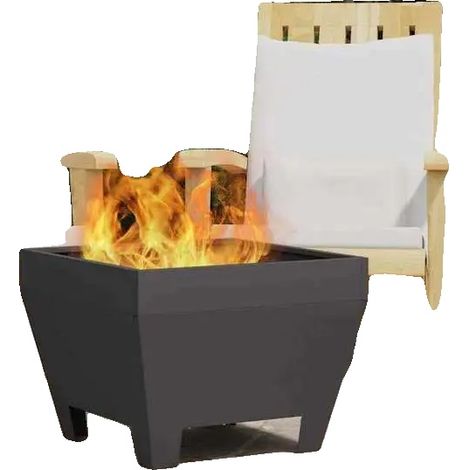 Brasero de exterior, acero resistente, diseño portátil, negro. (1/2)