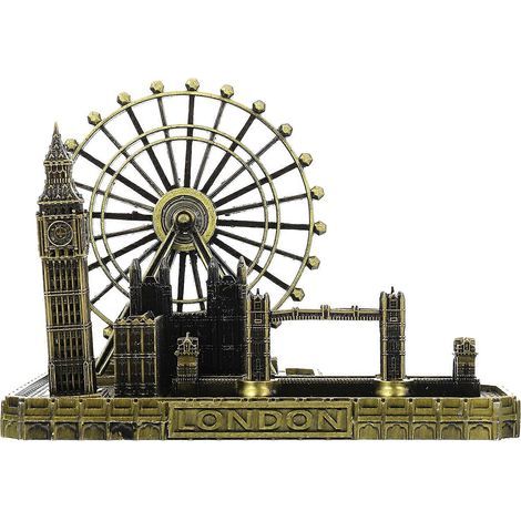 Figur mit London-Motiv, inklusive Tower Bridge und Big Ben. Ornament – 13,5 x 10 x 10 cm – Olivgrün (1/3)