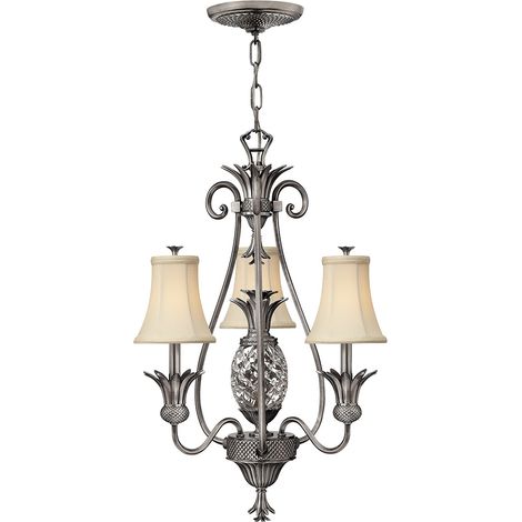 Lampadario plafoniera lampada a sospensione acciaio vetro lino bronzo 4 fiamme D 54.6cm (1/5)