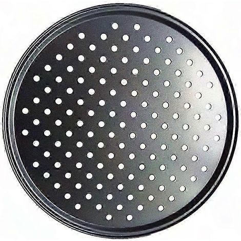 Moule à pizza en acier carbone antiadhésif avec trous - Noir 32cm, plaque de cuisson et cuisson pour 9/10/11/12 pouces, ustensile de pâtisserie (1/5)
