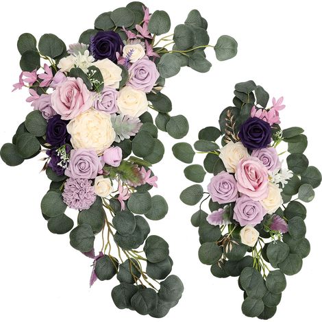 Kit de fleurs pour arc de mariage, 70x50cm, 50x25cm, en soie artificielle, Swag Floral, décoration intérieure et extérieure, violet (1/5)