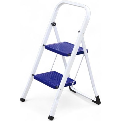 Sgabello domestico gradini in acciaio con due gradini ampi antiscivolo max 150kg (1/4)
