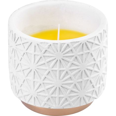 Kerze Citronella, weiß, Repellent, in Dekoblumentopf, 200 g, 110x100 mm