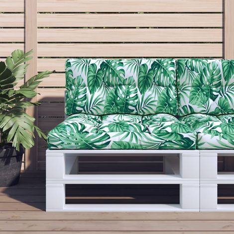 Lot de 2 Coussins de palette Coussin Déco confort motif de feuilles tissu 23554