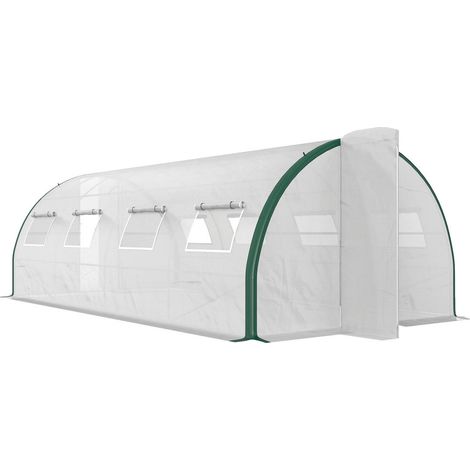 Serre Tunnel de Jardin 6x3 m en Acier Galvanisé et Bâche PE - Serre Maraîchère 2 Portes 8 Fenêtres (1/5)