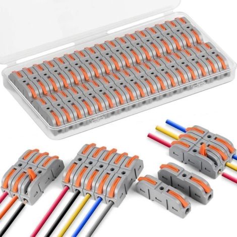 34 Pièces Connecteurs Electriques Rapide avec Levier de Commande, Bornes de Connexion Automatique, Domino Electrique, 1-Fil 2-Entrée (1/5)