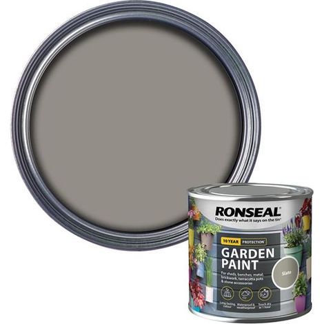 Ronseal Garden Paint Slate 250ml – Exterior Outdoor Wood, Metal, Brick, and Shed Paint