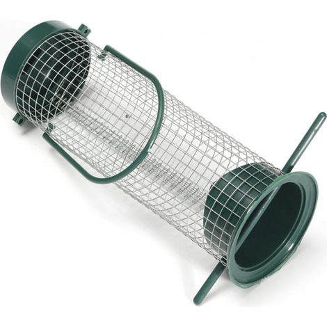 Comedero para pájaros de plástico con rejilla metálica, 23 x 7 cm, para colgar. (1/5)