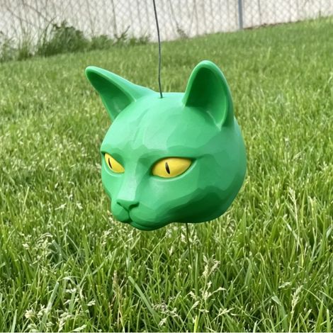 Mangeoire à écureuils en forme de tête de chat - Création imprimée en 3D - Verte