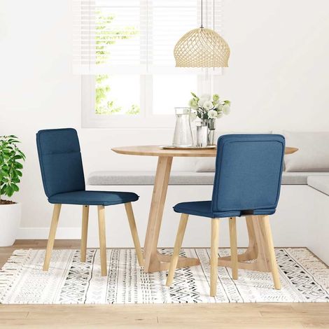 Maison Exclusive - Esszimmerstühle 2 Stk. Blau Stoff (1/5)