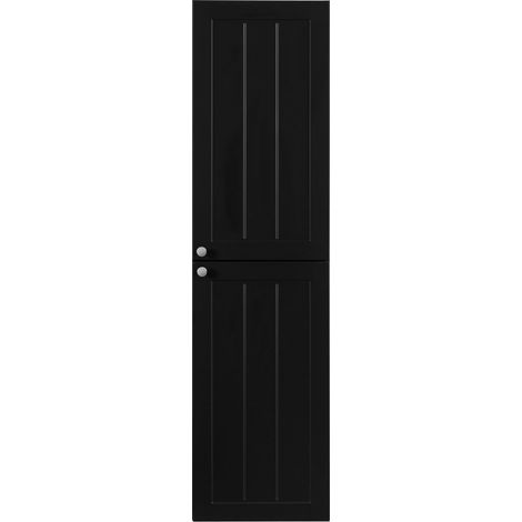 Mobiletto da bagno in stile classico, nero, 35 x 136 x 27 cm, maniglia argentata (1/5)