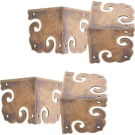 Lot de 4 Protections D’Angle en Laiton pour Meubles, Protège-Pieds et Renforce Les Angles Droits, Style Décoratif Vintage (1/5)