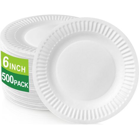 100 Pièces Assiette de Fête Blanc, Assiettes à Dessert Rondes (1/5)