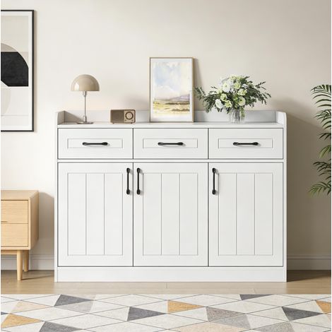 Sideboard mit 3 Schubladen und 3 Türen, Verstellbaren Einlegeböden, Wohnzimmer, 120 × 35 × 80 cm (1/5)