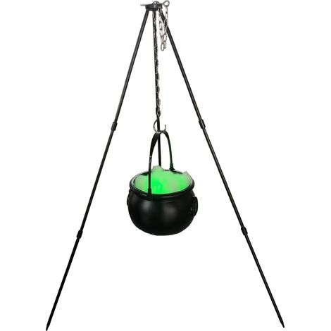 Set 3 Caldaie Strega LED – Tripode 130cm, Luce Verde Atmosferica – Design Elegante per Halloween – Ideale per Giardino e Interni (1/5)